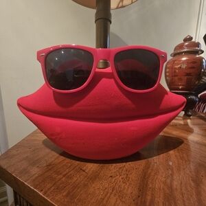 Huge Red Lip-Shaped Velvet Room Decor & Red Sunglasses